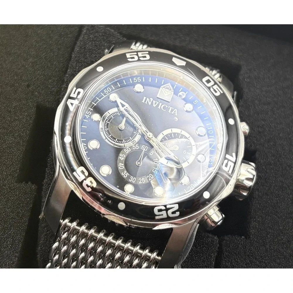 Invicta Men's Chronograph Pro Diver Stainless Steel Mesh Band Watch 47236 In Box